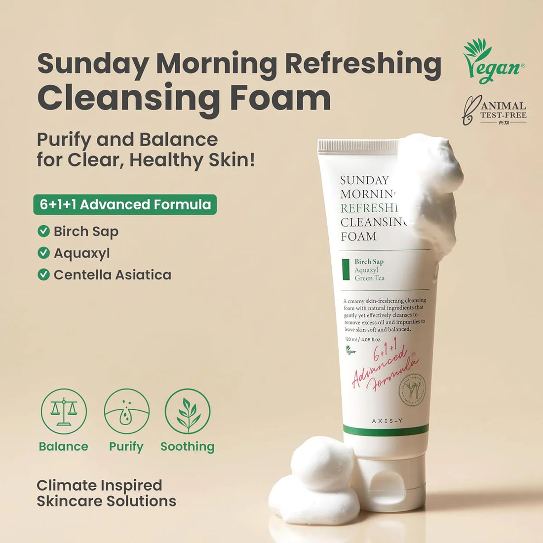 AXIS-Y Sunday Morning Refreshing Cleansing Foam | Gentle Deep Cleansing Face Wash for Fresh & Clear Skin